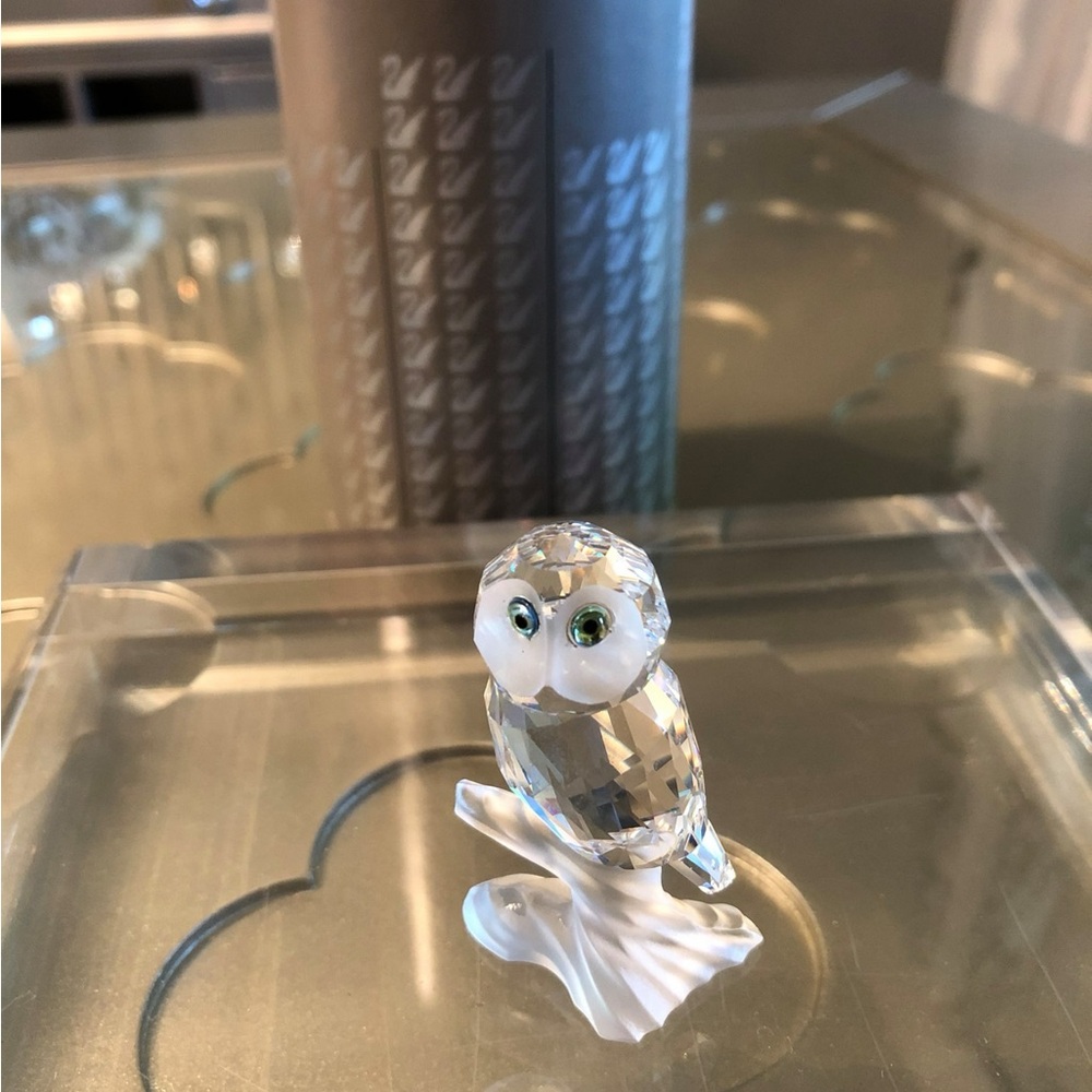 SWAROVSKI RETIRED SILVER CRYSTAL OWL ON A PERCH